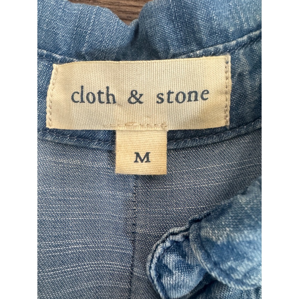 Anthro Cloth & Stone Chambray Blue Button Down Shirt Light Wash Western Rodeo M - Picture 8 of 10